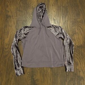 CALIA by Carrie Underwood Velvet Sleeve Hoodie - Purple Small